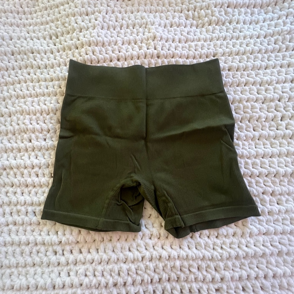 Olive Green Women's High-Waisted Shorts